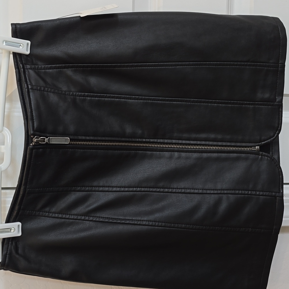 Free People Black leather mini skirt